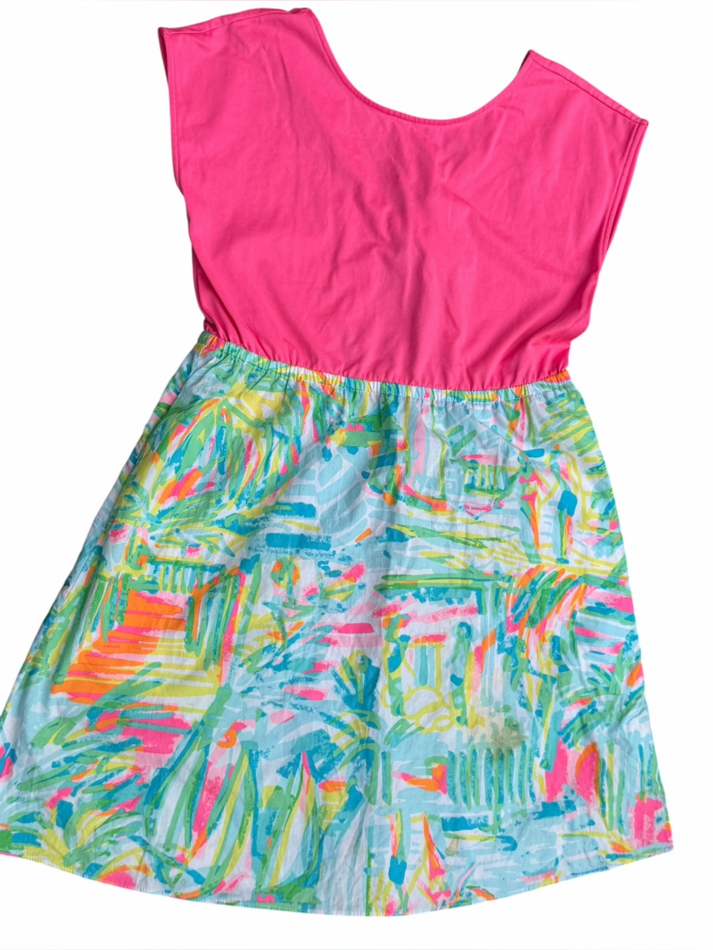 Lilly Pulitzer girls youth Dress Hot Pink Multicolor Brushprint with pockets NEW